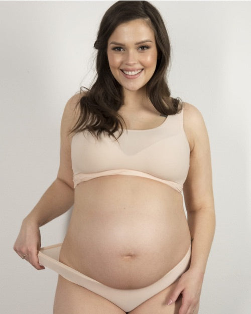 Julimex Itin tamprios klasikinės kelnaitės nėščiosioms FLEXI-ONE MAMA NUDE
