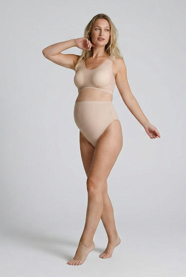 ByeBra Itin tampri ir prisitaikanti liemenėlė nėščiosioms UNI STRETCH BRA TOP BEIGE