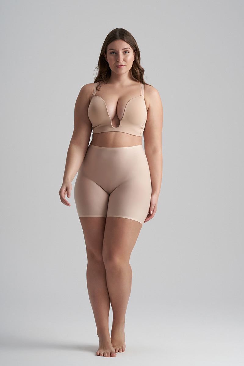 ByeBra Lengvos kompresijos besiūliai šortukai UNI STRETCH MID WAIST SHORT BEIGE