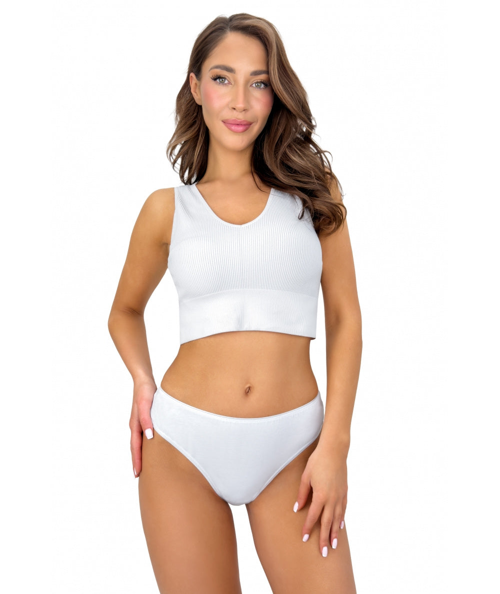 Donna Medvilninės braziliškos kelnaitės su nėriniais 270 WHITE