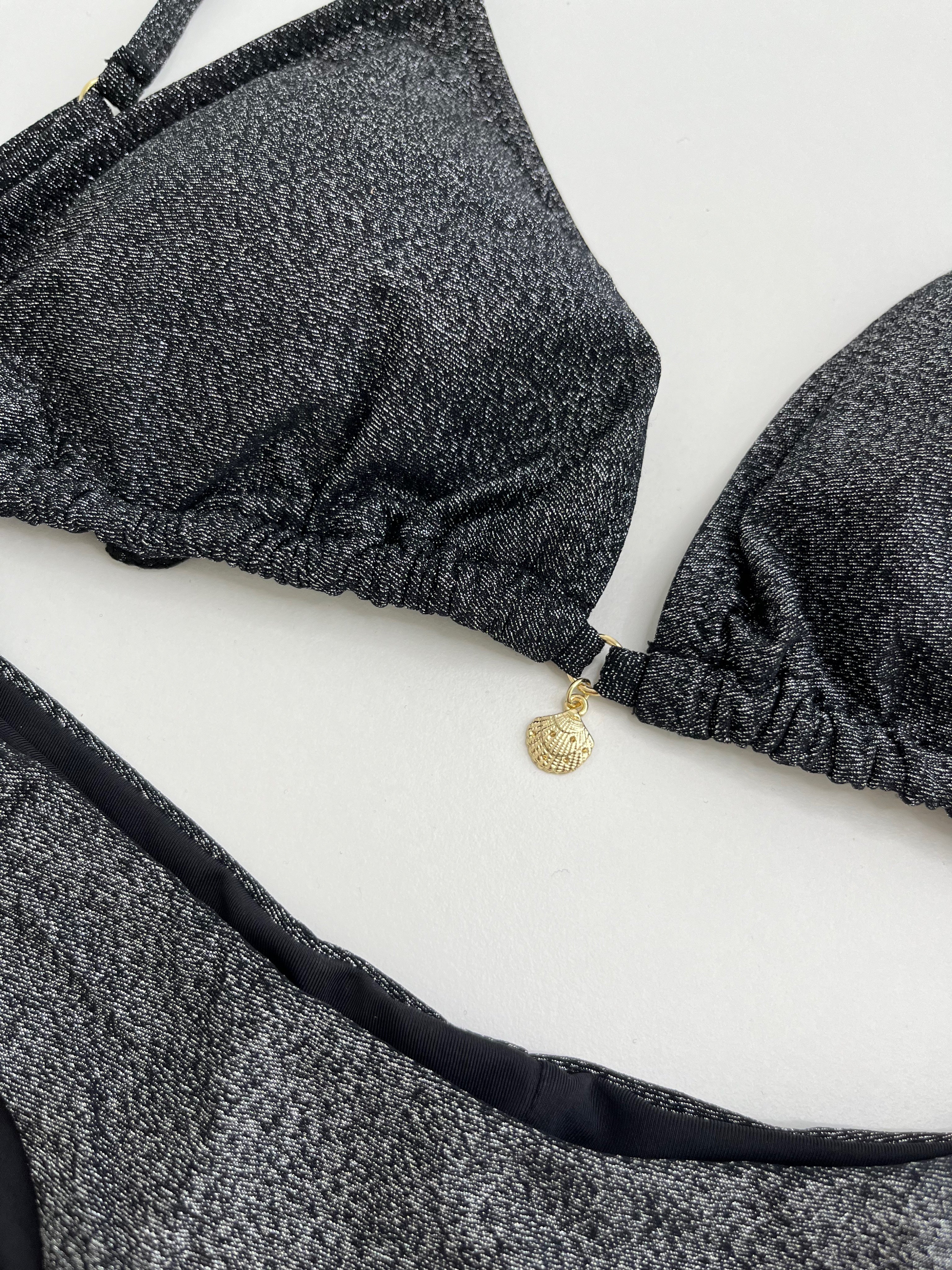 MrMiss Bikini liemenėlė METALLIC BLACK