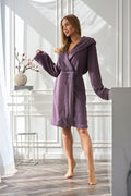 L-L Boucle šiltas trumpas chalatas SLIM AMETHYST