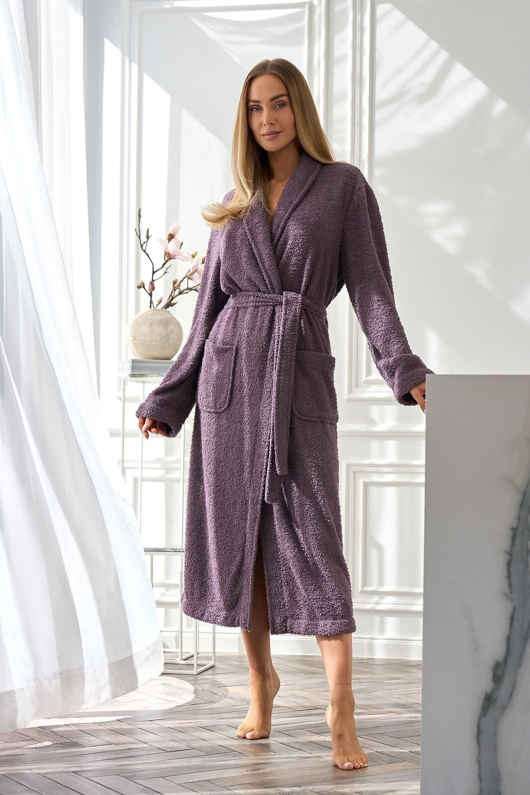 L-L Boucle šiltas ilgas chalatas CELESTE AMETHYST