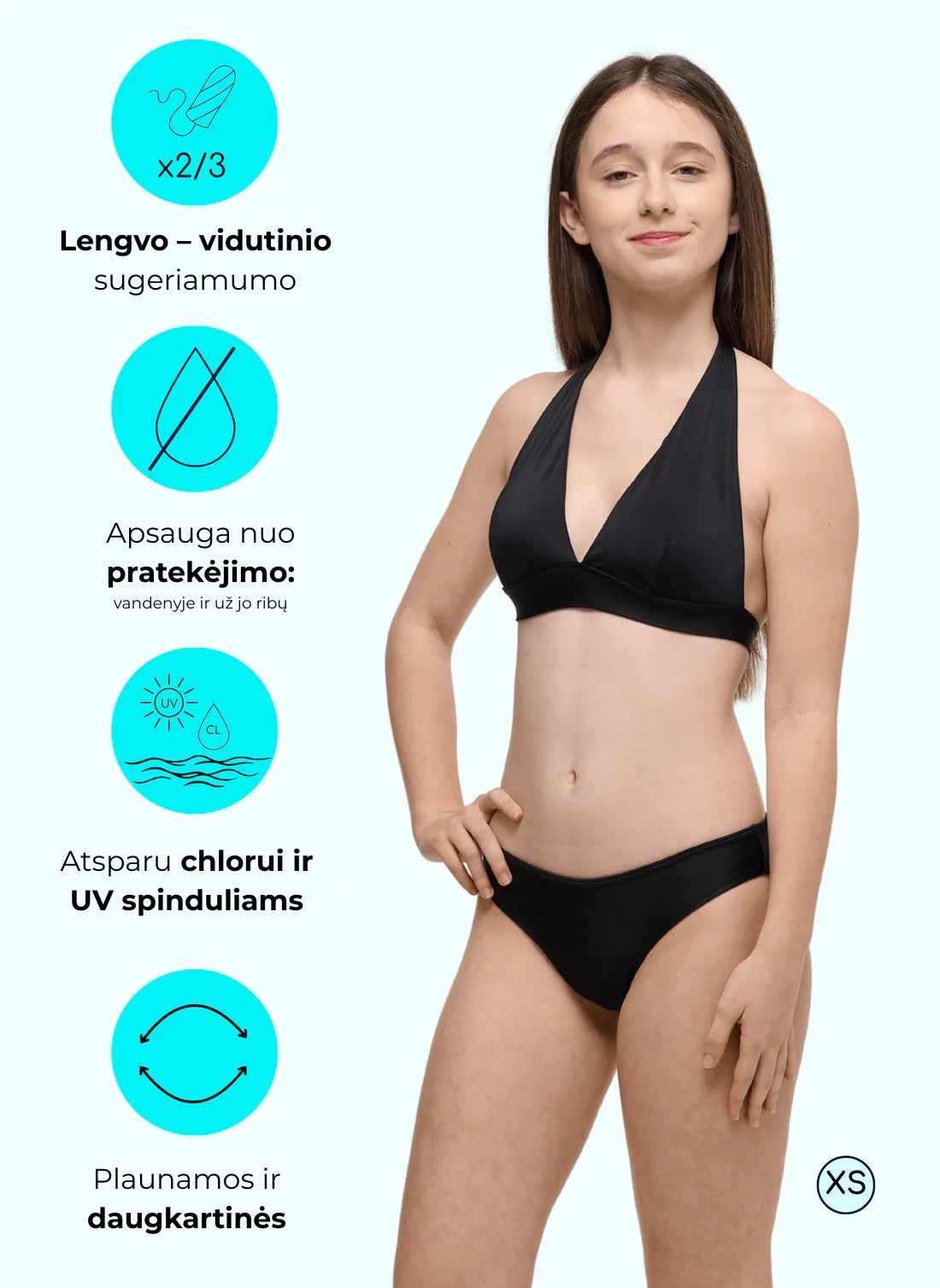 Sorio Menstruacinės maudymosi kelnaitės paauglėms EVA TEENS