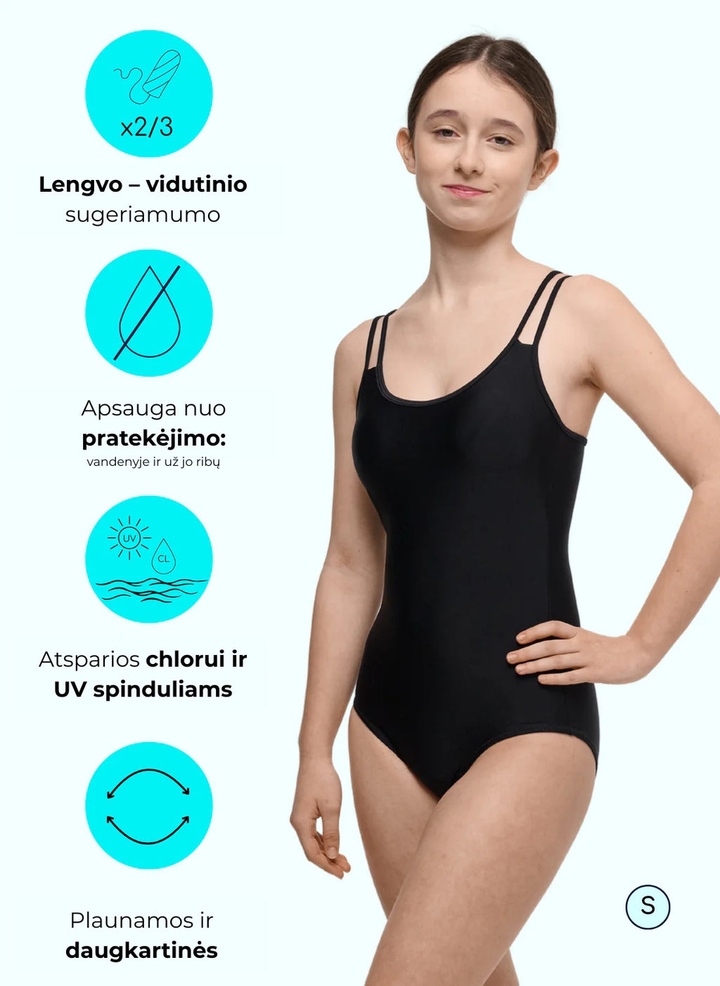 Sorio Menstruacinis maudymosi kostiumėlis paauglėms STELLA BLACK TEENS