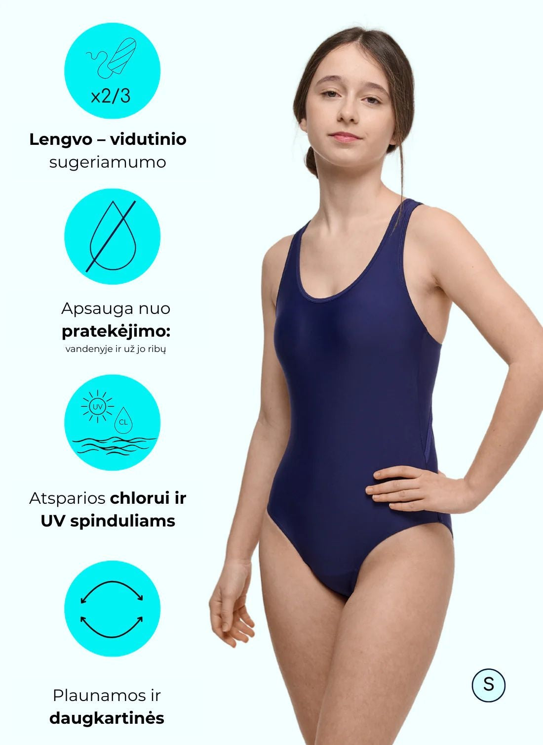 Sorio Menstruacinis maudymosi kostiumėlis paauglėms LOLA BLUE TEENS