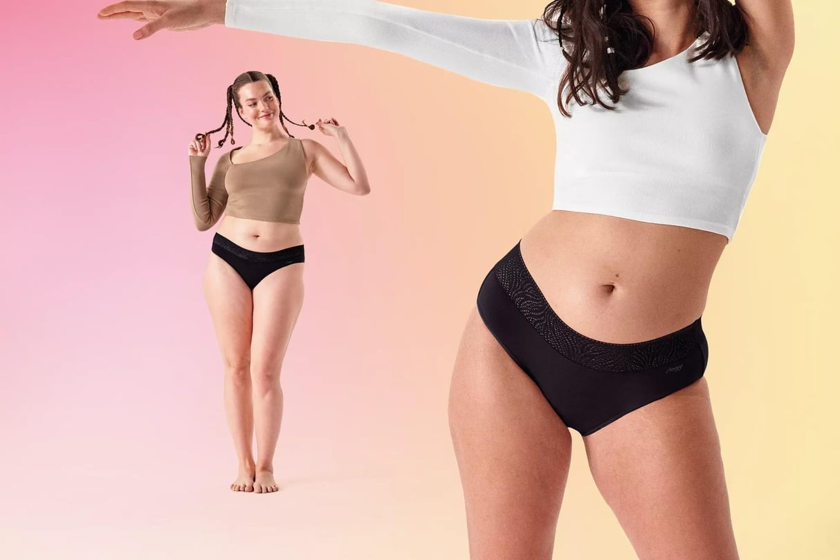 Sloggi Menstruacinės modalo kelnaitės PERIOD MEDIUM HIPSTER BLACK, vidutinio sugeriamumo