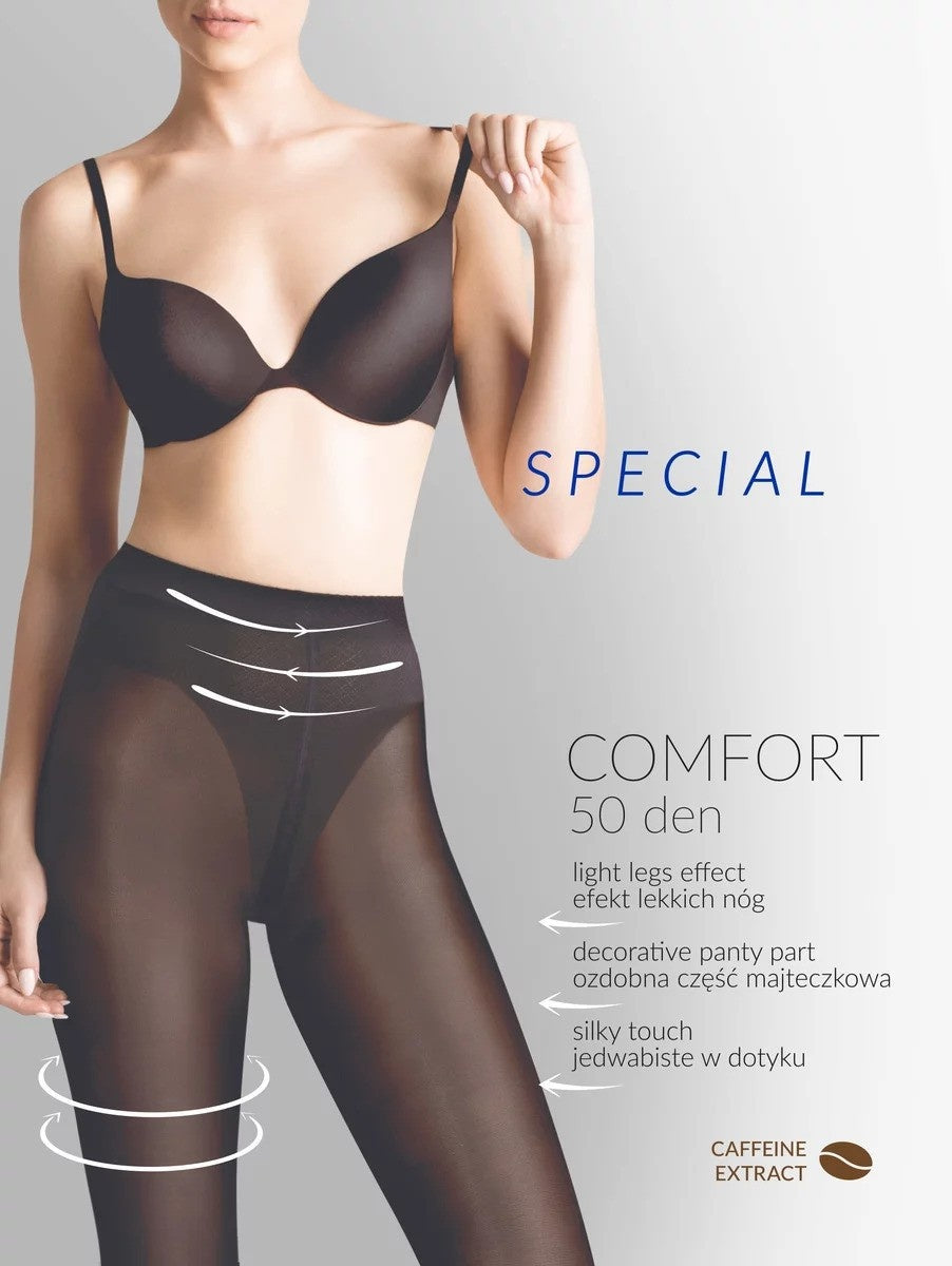 Gabriella Formuojančios kompresinės pėdkelnės su kofeinu COMFORT NERO 50 den.