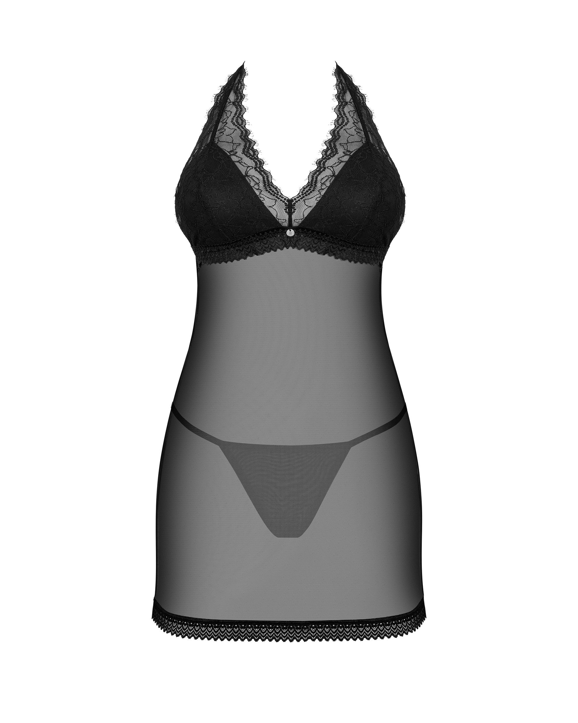 Obsessive Seksualūs nėriniuoti naktinukai MEDILLA CHEMISE, juoda