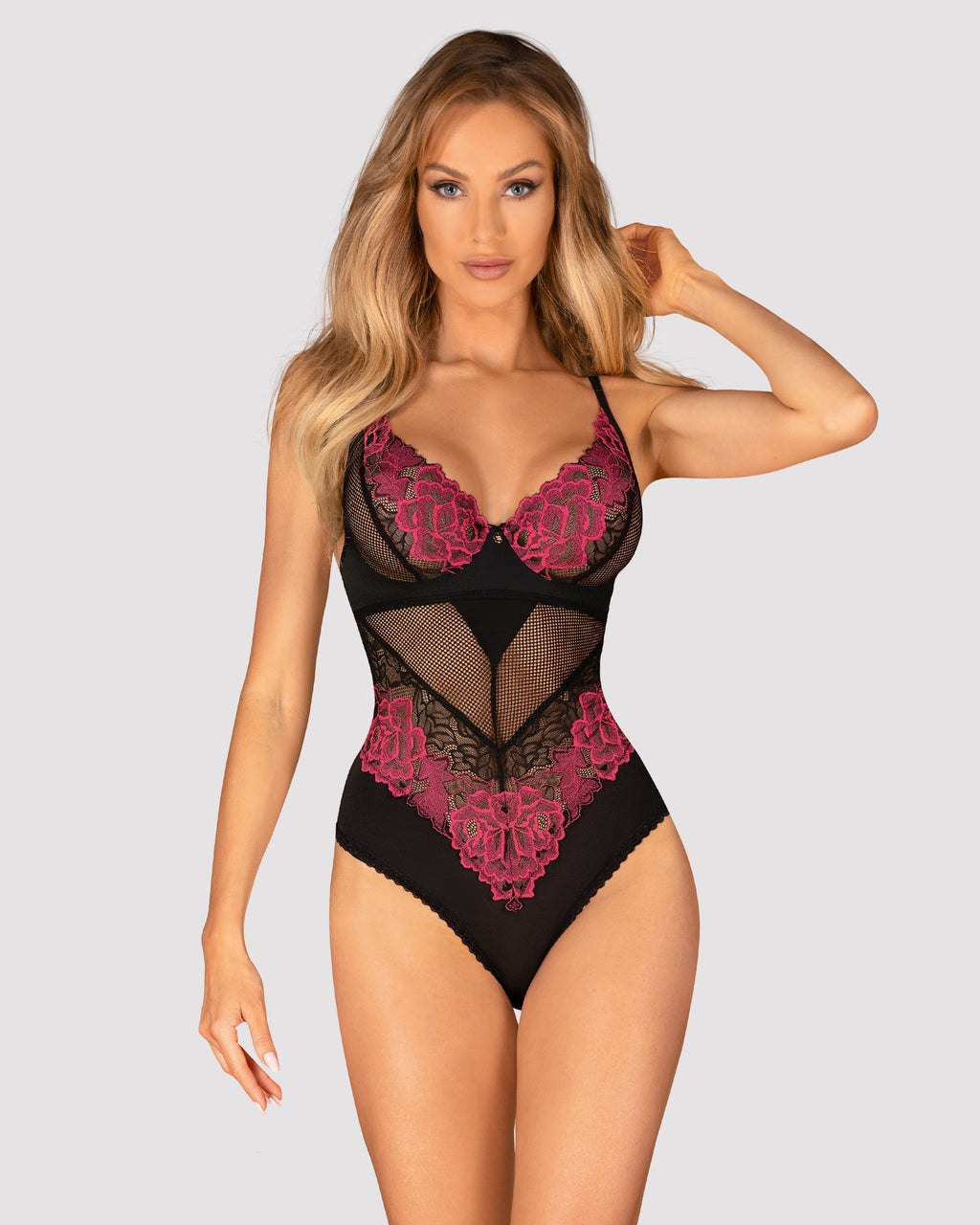 Obsessive Seksualus nėriniuotas bodis ROSENTY TEDDY, juoda
