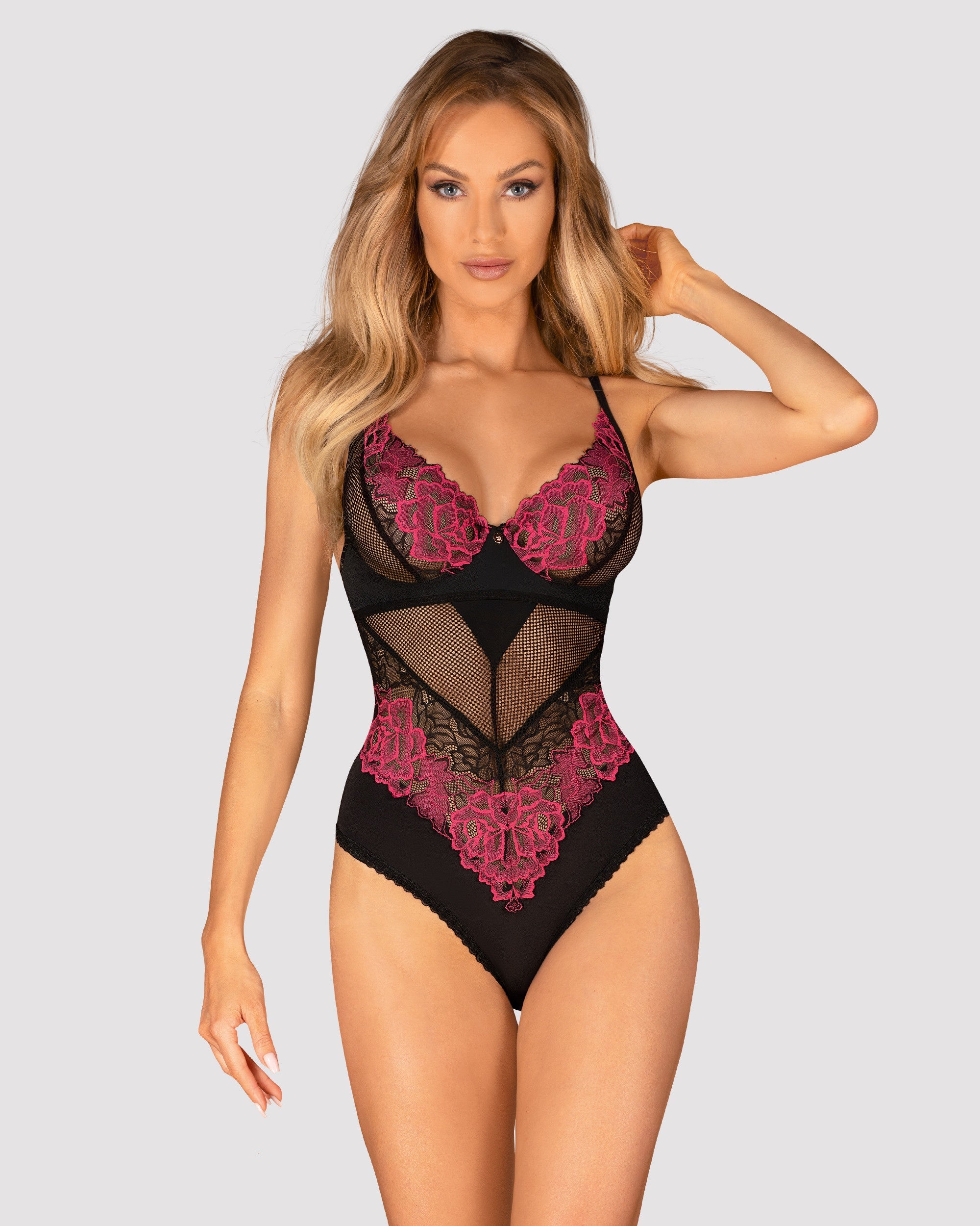 Obsessive Seksualus nėriniuotas bodis ROSENTY TEDDY, juoda