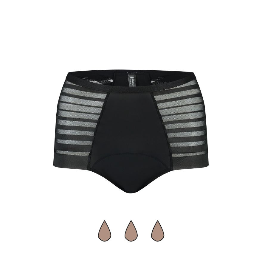 ByeBra Menstruacinės kelnaitės PERIOD HIGH BRIEF LACE, didelio sugeriamumo