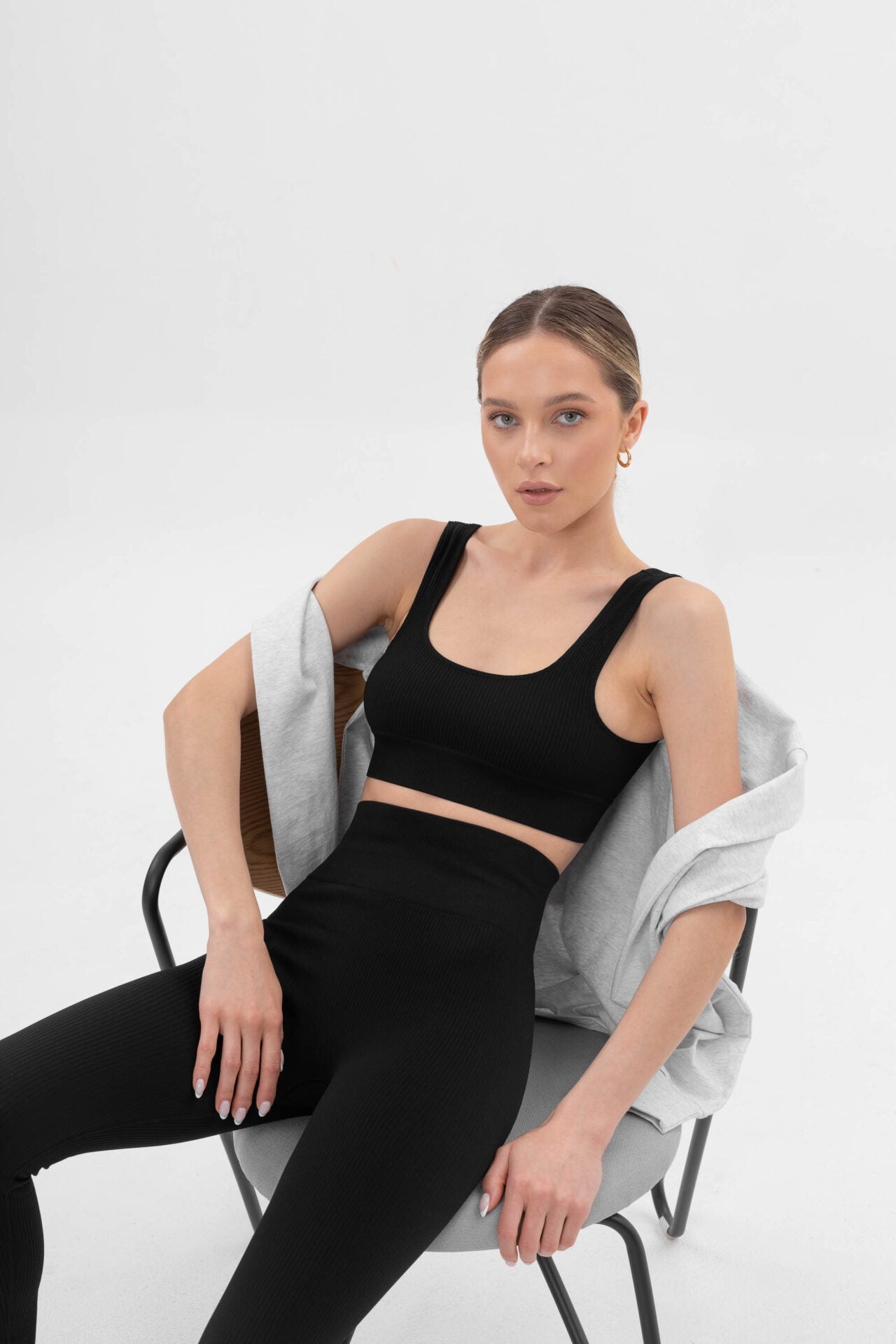 SiaWear RIB besiūlė braletė POWER RIB TOP BLACK, juodos spalvos