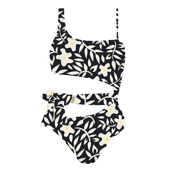 MrMiss Vientisas margas maudymosi kostiumėlis ASYMMETRIC BLACK'N'WHITE